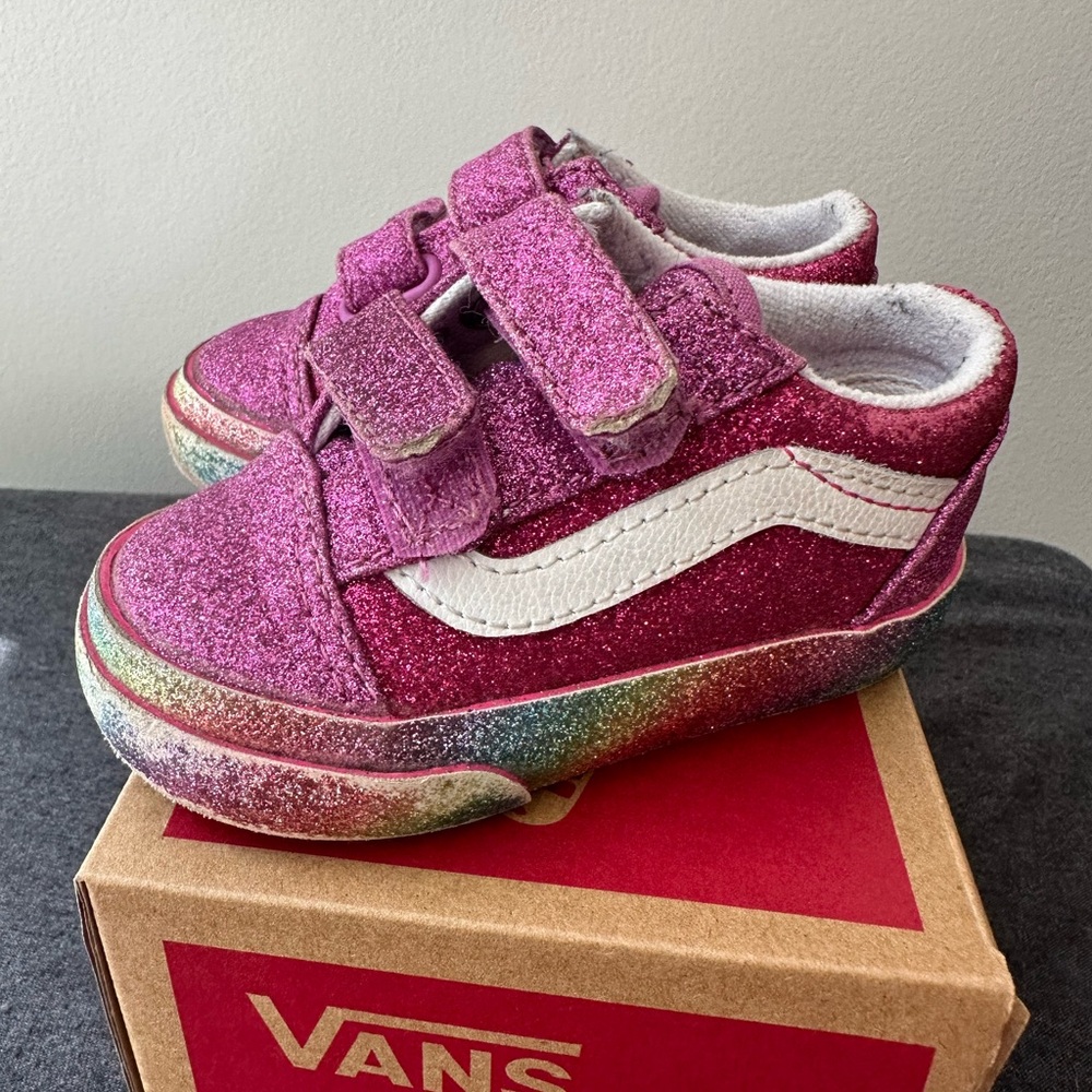 Pink Glitter Vans toddler size 4